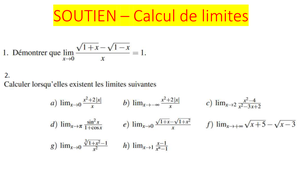 Vidéo 37 : Soutien sur le calcul de limites