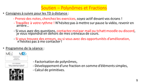 Vidéo 25 : Soutien Polynômes et fractions