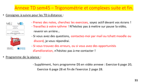 Vidéo 13 Annexe : TD sur les nombres complexes et la trigonométrie hors programme DS1