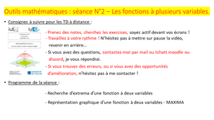 Outils Maths : Séance 2 - Extrema de fonctions à deux variables et logiciel MAXIMA.