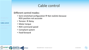 Using Vortex Simulator to validate the control of a tethered ROV