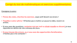 Corrigé du test d'évaluation de l'an dernier Question 1 à 3