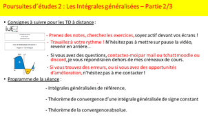 Maths Poursuite d'études longues  2-2 : Intégrales généralisées - Théorèmes de convergence