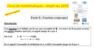 Vidéo 36 : Amphi 15 - Fonctions réciproques