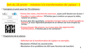 Vidéo 27 partie 1 : Initiation à la transformation de Laplace