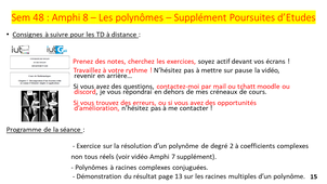Vidéo 19 : Supplément Amphi 8 Division euclidienne de polynômes