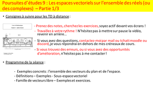 Maths poursuite d'études longues 9-1 : Espace vectoriel, sous espace vectoriel - système de vecteurs libres/liés -Exercices- Annales Supélec