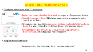 TD3 - annexe : Démonstration des propriétés de la Transformation en Z