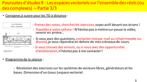 Maths poursuite d'études longues 9-3 : Exercices sur les systèmes générateurs, bases et dimension d'un (sous) espace vectoriel