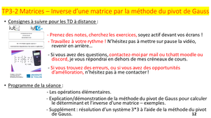 TP3-2 : Inverse d'une matrice par la méthode du pivot de Gauss
