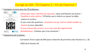 Vidéo 32 : TD sem du 08/02 -  Corrigé du DM2- DSES et primitives