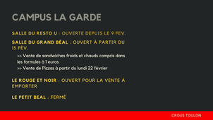 restauration au CROUS pendant la période COVID - Février 2021